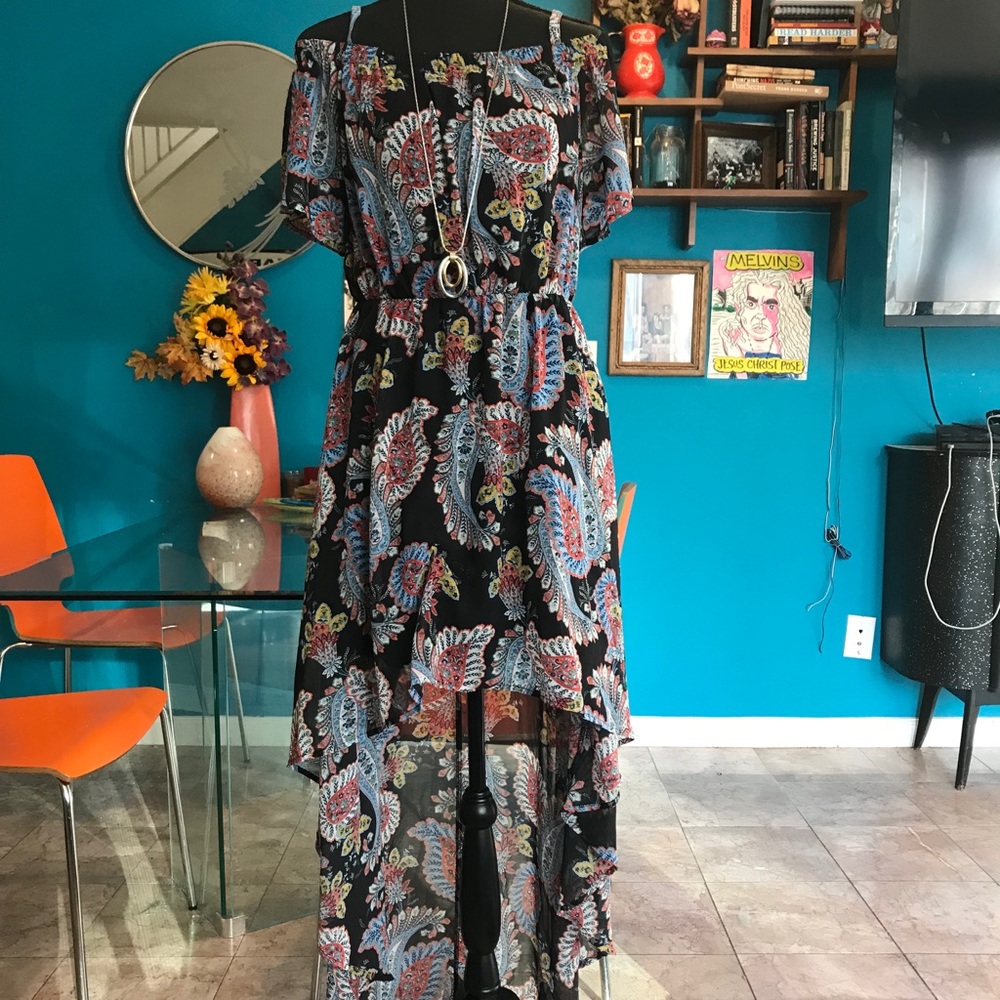 Hi/lo Chiffon Paisley Print Summer Dress
